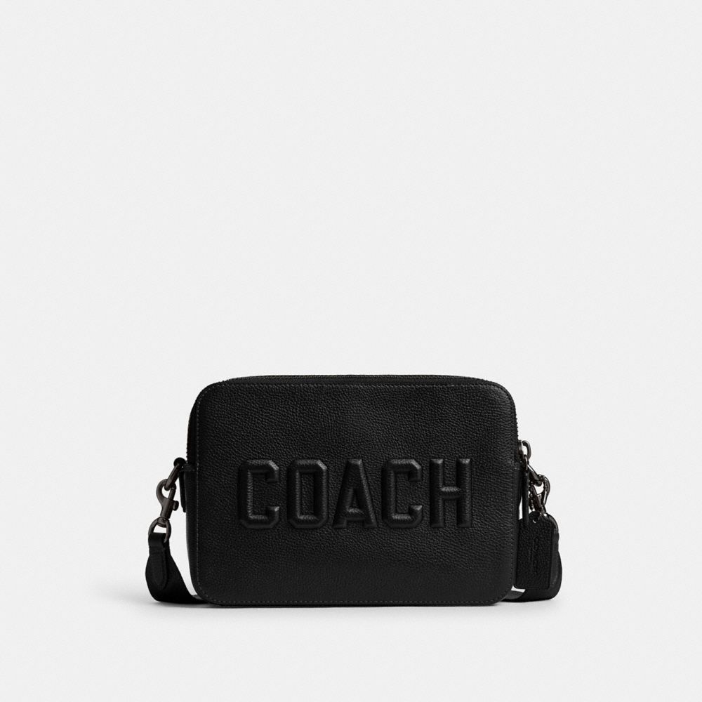 COACH®,SAC BANDOULIÈRE CHARTER 24 AVEC MOTIF COACH,Noir,Front View