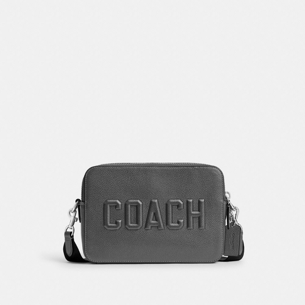 COACH®,Charter Crossbody Bag 24 With Coach Graphic,Crossbody,Casual,Gray,Front View image number 0