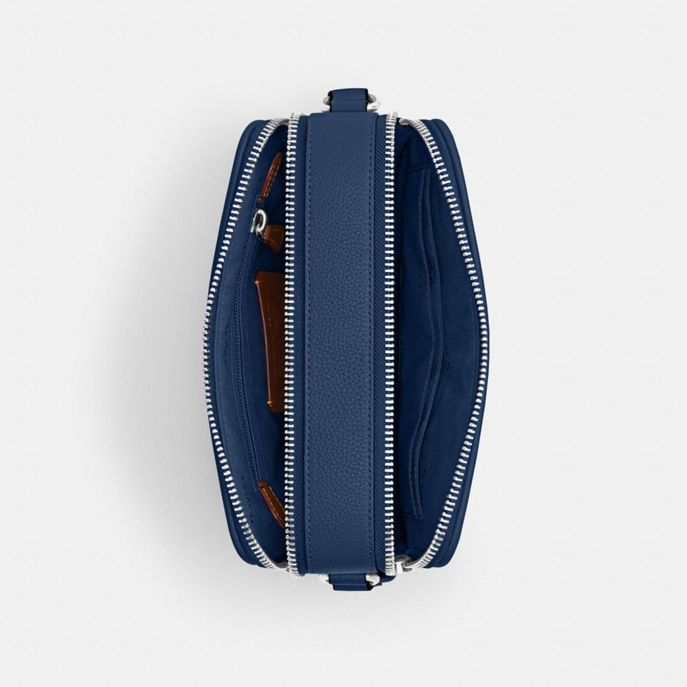 COACH®,Charter Crossbody Bag 24 With Coach Graphic,Crossbody,Casual,Navy,Inside View,Top View