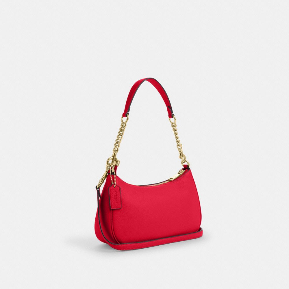 COACH®,Teri Shoulder Bag,Shoulder Bag,Chain Detail,Logo,Metal,Casual,Red,Angle View