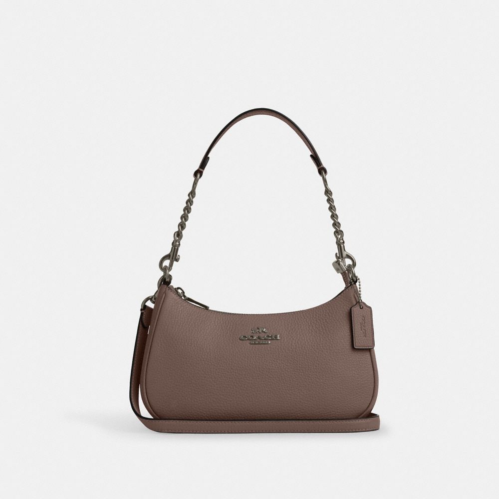 COACH®,Teri Shoulder Bag,Shoulder Bag,Logo,Metal,Chain Detail,Casual,Brown,Front View