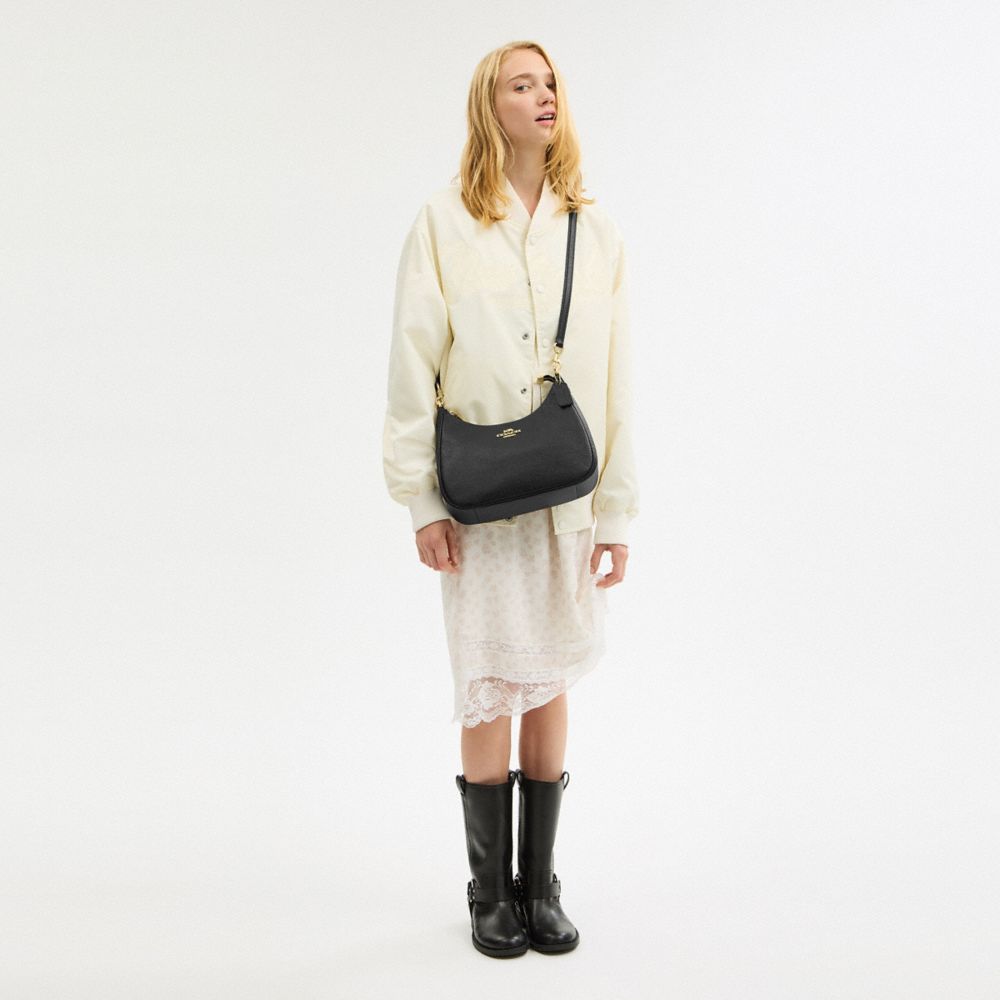 COACH®,Teri Hobo Bag,Shoulder Bag,Metal,Logo,Casual,Black,Detail View