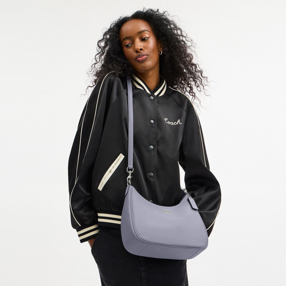 COACH®,SAC HOBO TERI,Cuir galet,Argent/Brume