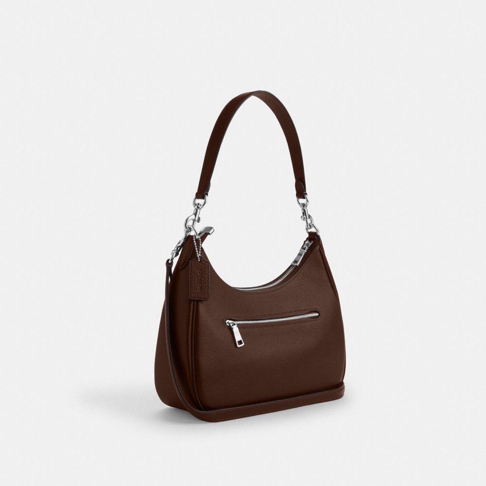 COACH®,Teri Hobo Bag,Shoulder Bag,Metal,Logo,Casual,Brown,Angle View