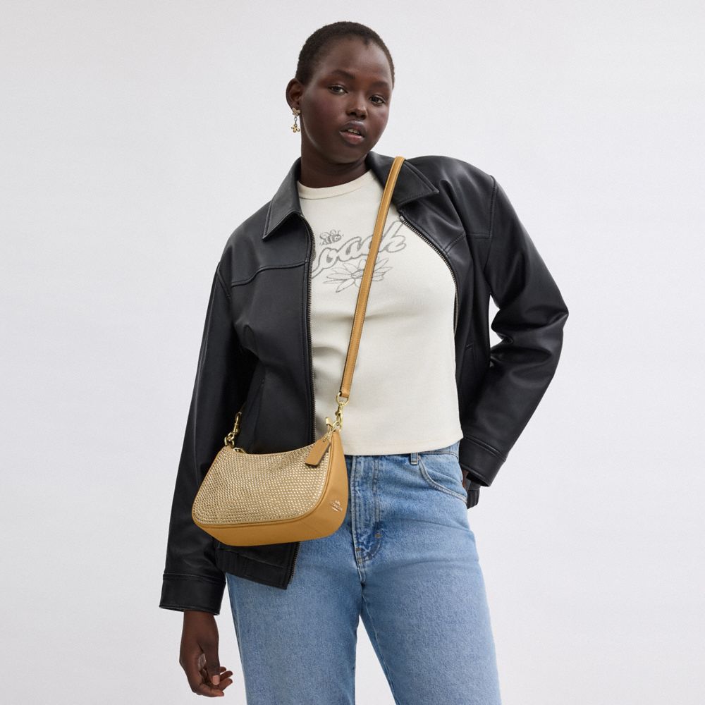 COACH®,TERI SHOULDER BAG,Cuir innovant,Or/Jaune or,Detail View