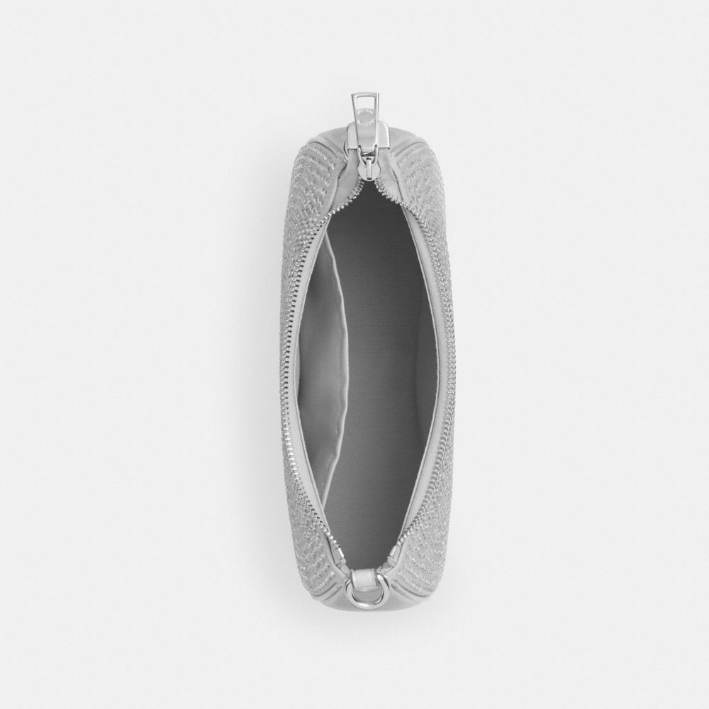 COACH®,Teri Shoulder Bag With Crystal,Shoulder Bag,Crystal,Rhinestones,Embellished,Casual,Gray,Inside View,Top View
