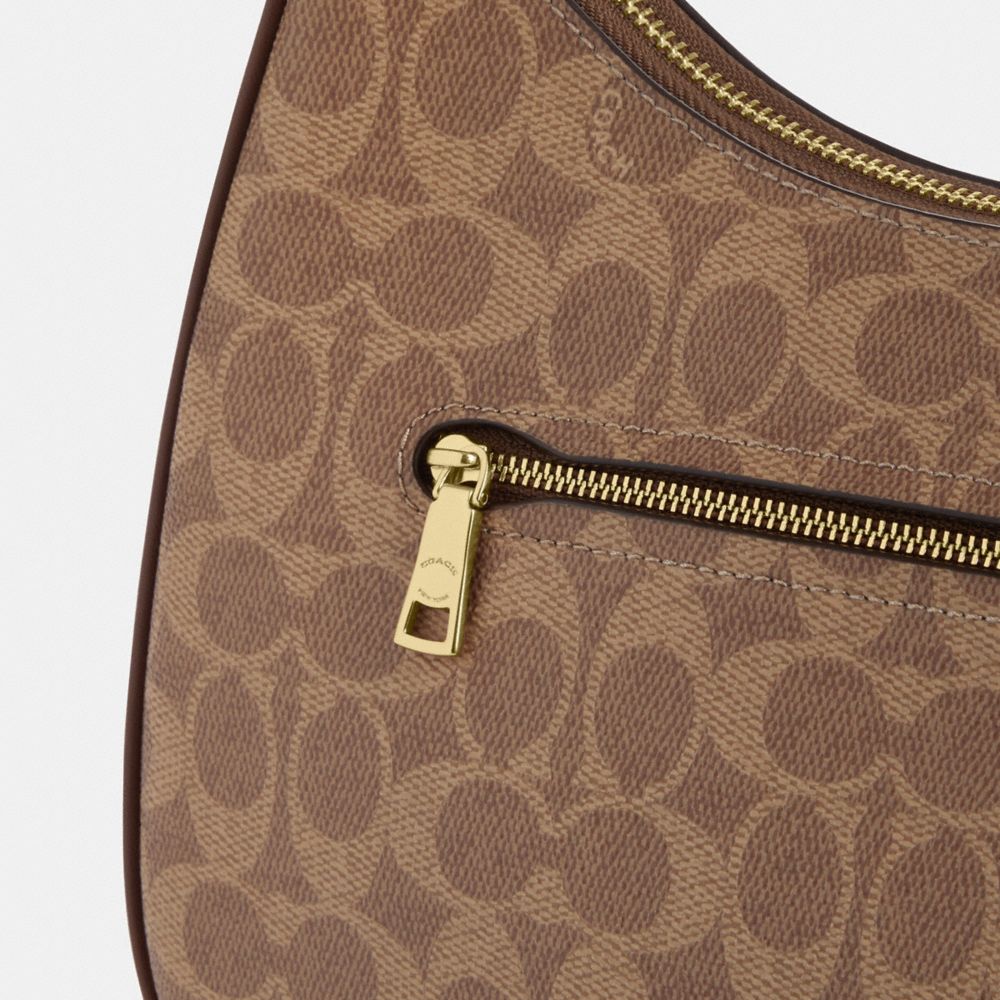 COACH®,Teri Hobo Bag In Signature Canvas,Shoulder Bag,Casual,Brown,Closer View