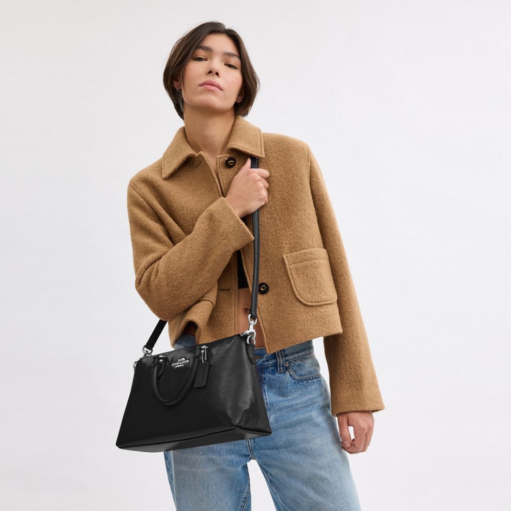 COACH®,Georgia Satchel Bag,Satchel,Logo,Casual,Work,Black,Detail View