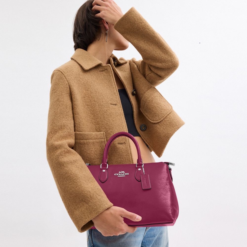 COACH®,SAC SATCHEL GEORGIA,Cuir innovant,Argenté/Rose,Detail View