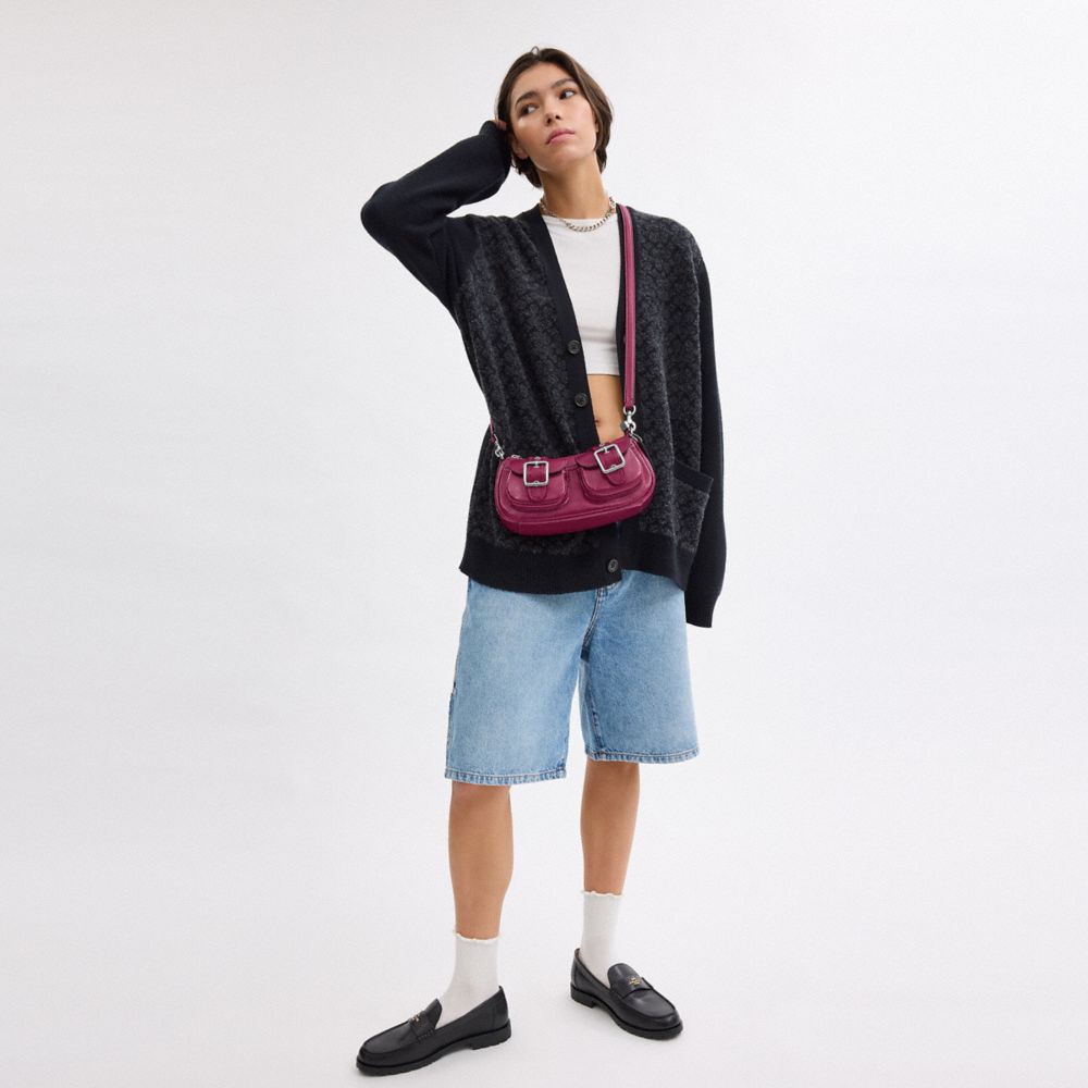 COACH®,SAC ASHTON,Cuir innovant,Argenté/Rose,Detail View
