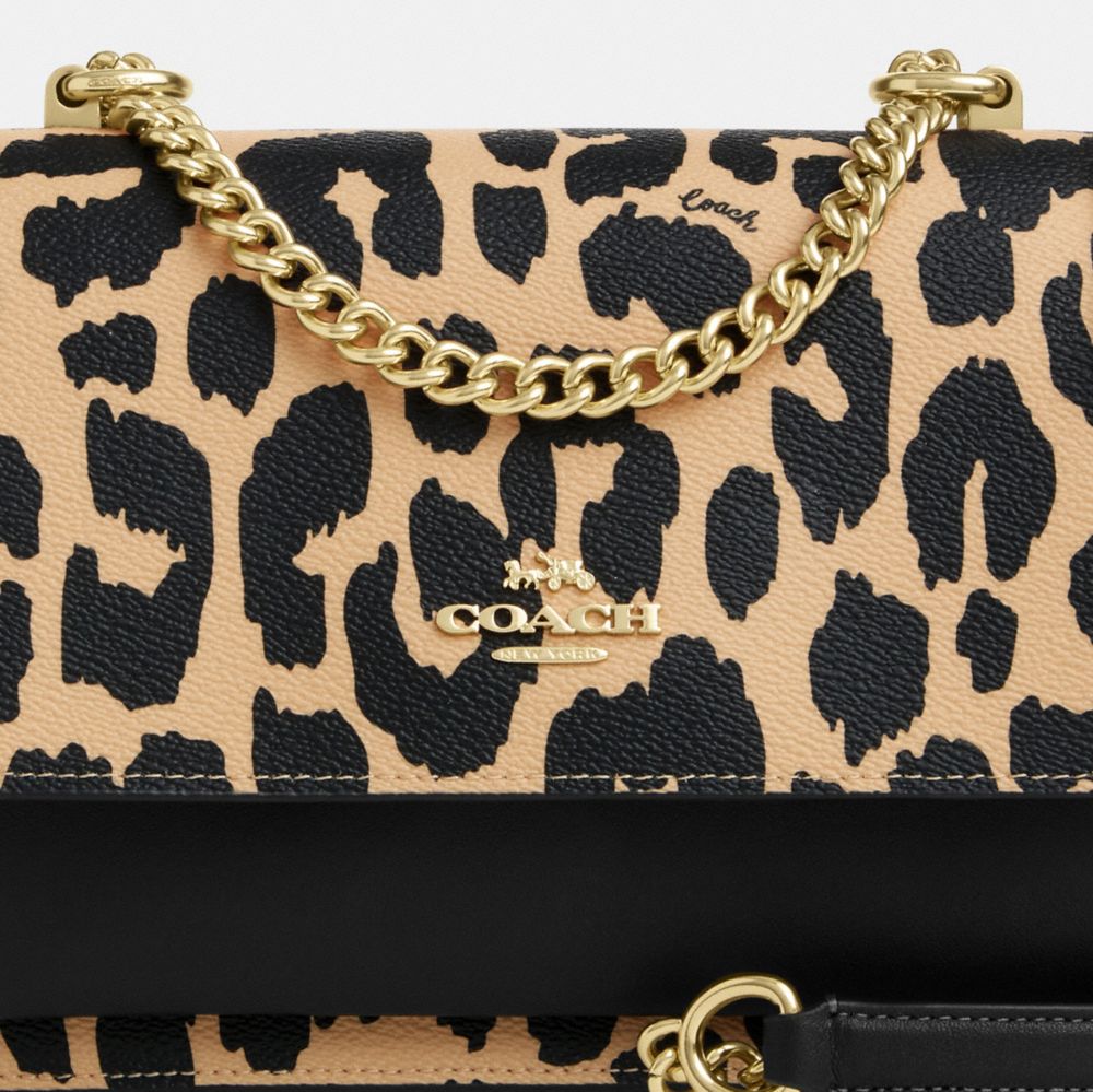 COACH®,Klare Crossbody Bag With Leopard Print,Crossbody,Logo,Metal,Day Party,Multi Color