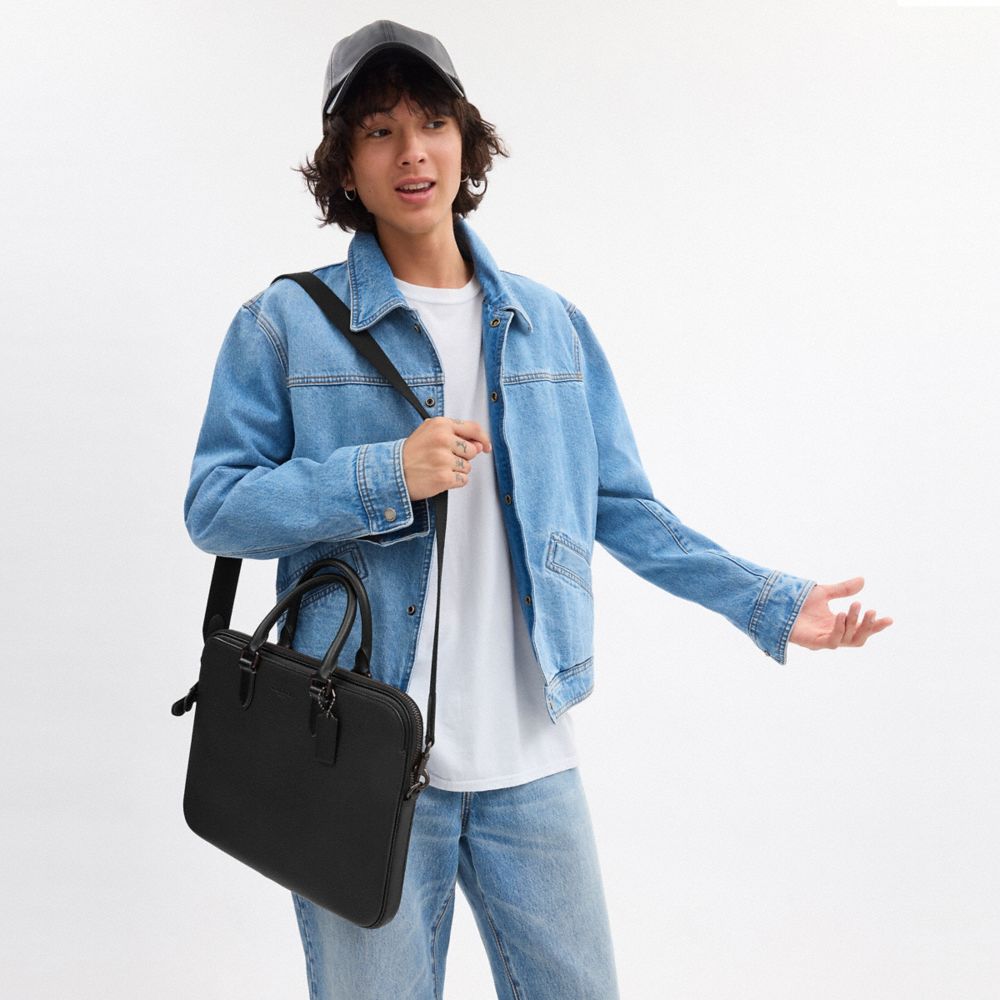 COACH®,Gotham Slim Briefcase,Briefcase,Work,Black,Detail View