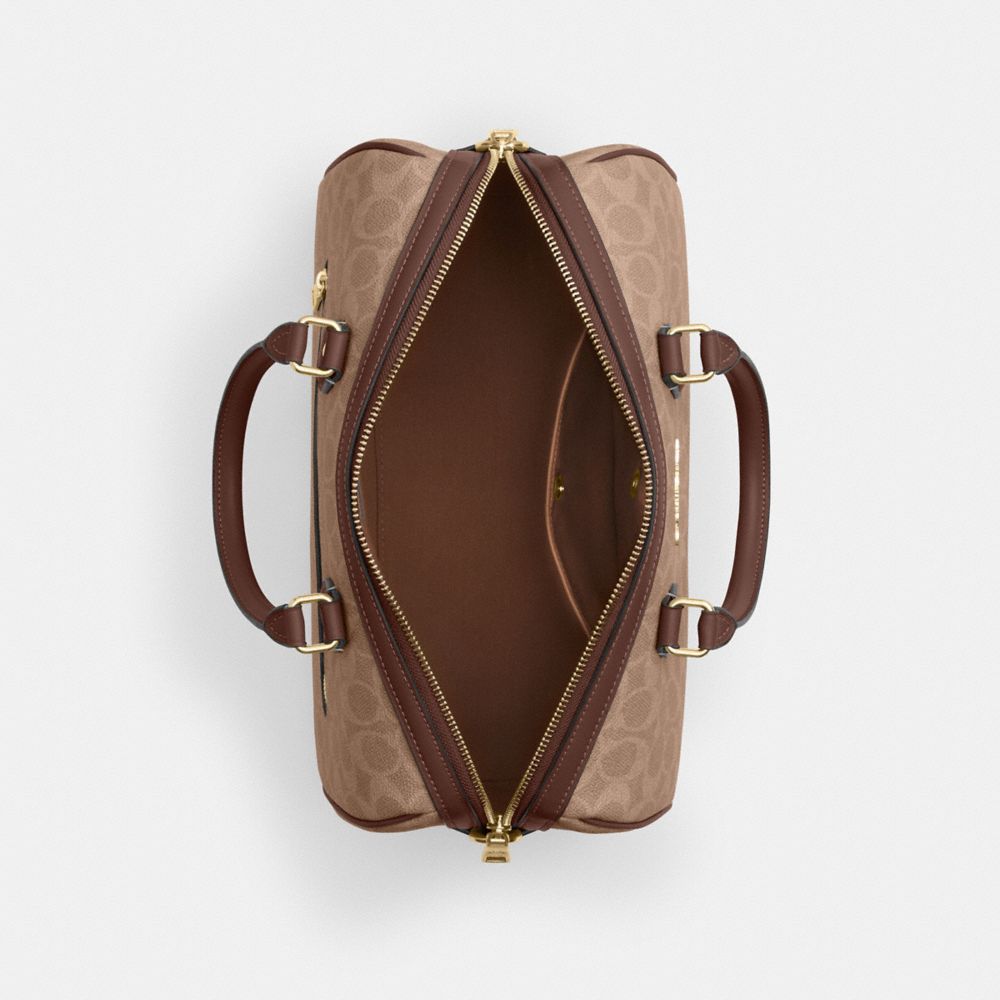 COACH®,Rowan Large Satchel Bag In Signature Canvas,Satchel,Work,Casual,Brown,Inside View,Top View