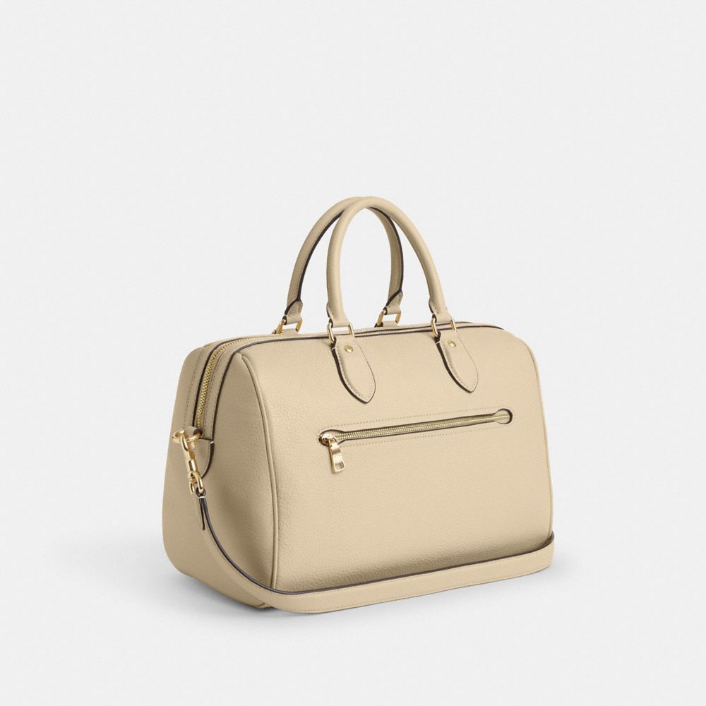 COACH®,Rowan Large Satchel Bag,Satchel,Logo,Work,Beige,Angle View