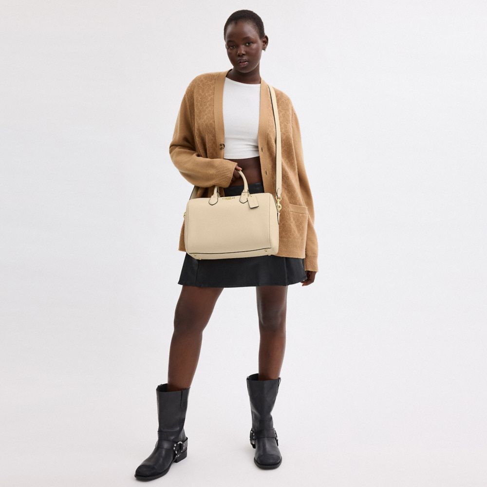 COACH®,Rowan Large Satchel Bag,Satchel,Logo,Work,Beige,Detail View