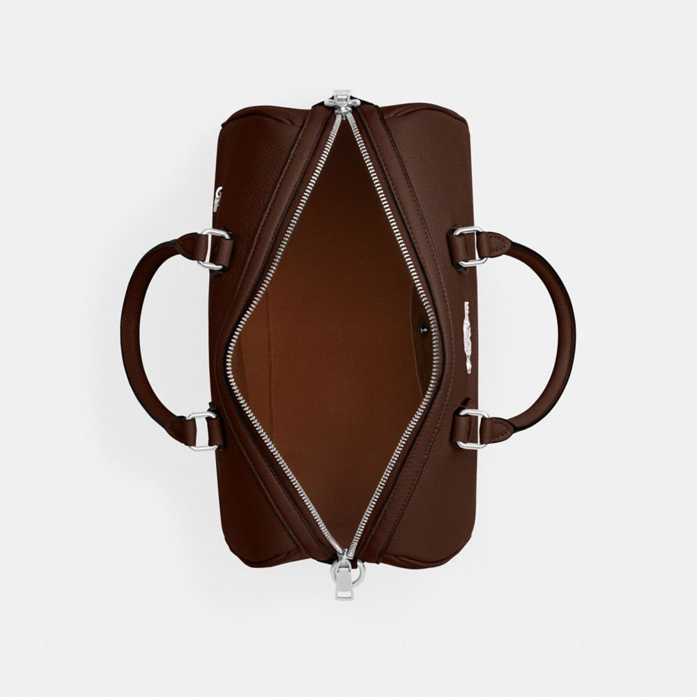 COACH®,GRAND SAC SATCHEL ROWAN,Cuir maroquiné,Argent/Érable,Inside View,Top View