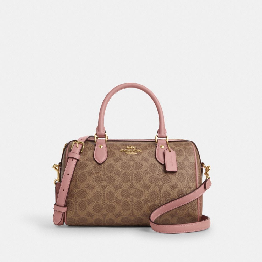 COACH®,Rowan Satchel Bag In Signature Canvas,Satchel,Piping,Work,Casual,,Front View