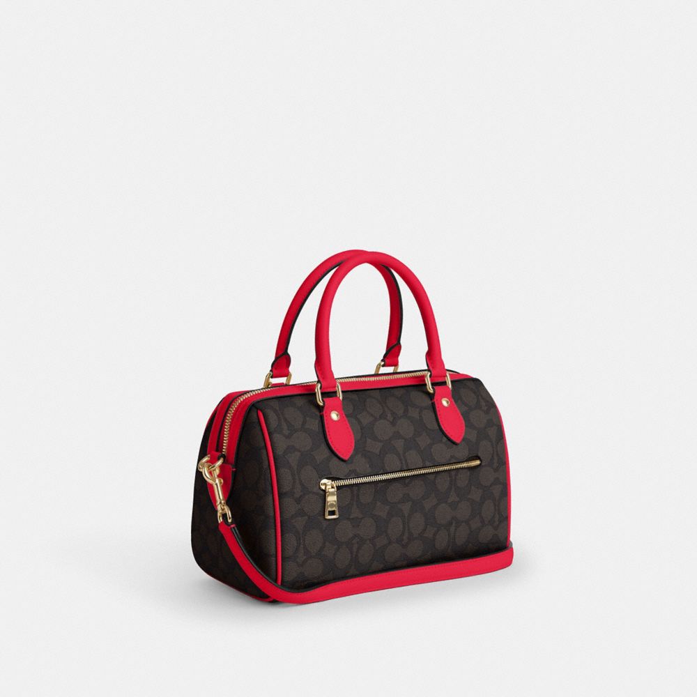 COACH®,Rowan Satchel Bag In Signature Canvas,Satchel,Piping,Casual,Work,Brown,Angle View