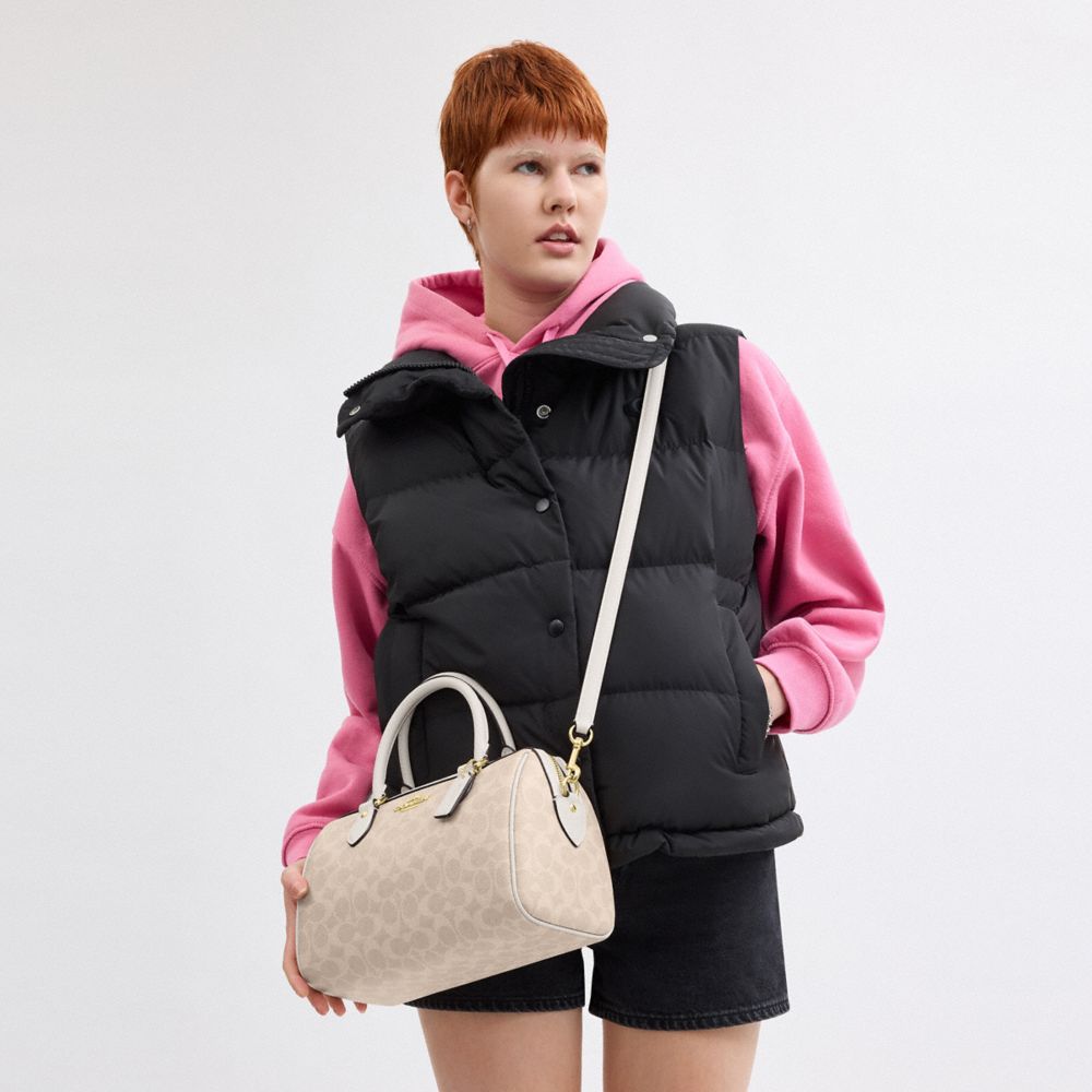 COACH®,SACOCHE ROWAN EN TOILE EXCLUSIVE,Toile exclusive,Or/Sable/Craie,Detail View