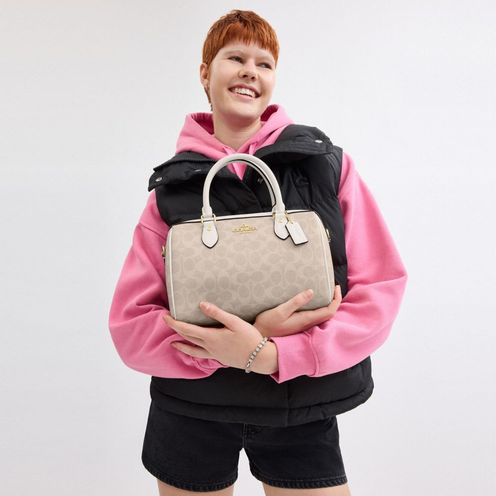 COACH®,SACOCHE ROWAN EN TOILE EXCLUSIVE,Toile exclusive,Or/Sable/Craie,Detail View