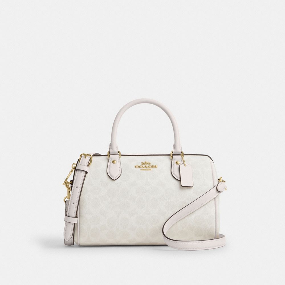 COACH®,Rowan Satchel Bag In Signature Canvas,Satchel,Piping,Work,Casual,,Front View image number 0