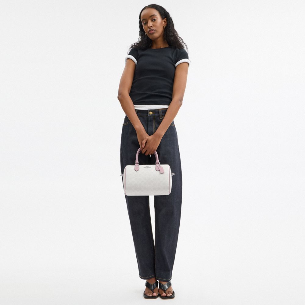 COACH®,Rowan Satchel Bag In Signature Canvas,Satchel,Piping,Casual,Work,Gray