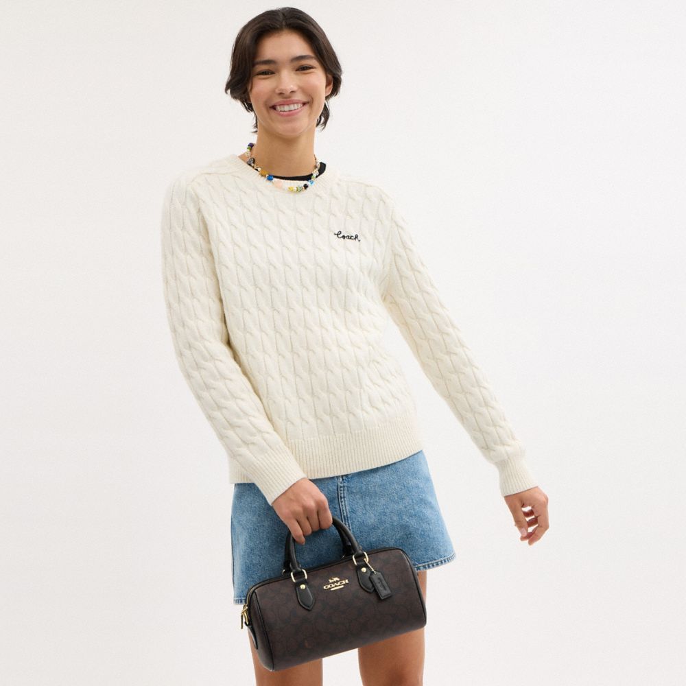 COACH®,SACOCHE LONGUE ROWAN EN TOILE SIGNATURE,Toile exclusive,Or/Noyer/Noir,Detail View