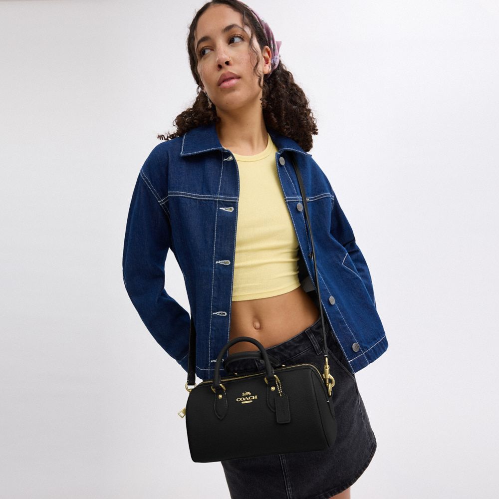 COACH®,Rowan Long Satchel Bag,Satchel,Logo,Casual,Work,Black,Detail View