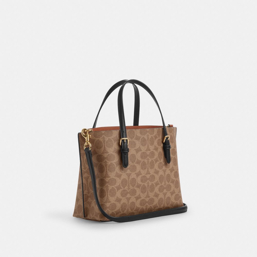 COACH®,Mollie Tote Bag 25 In Signature Canvas,Crossbody,Casual,Brown,Angle View