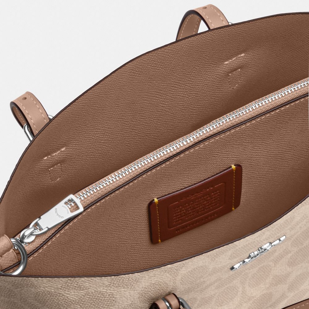 COACH®,Mollie Tote Bag 25 In Signature Canvas,Crossbody,Casual,Beige,Interior View