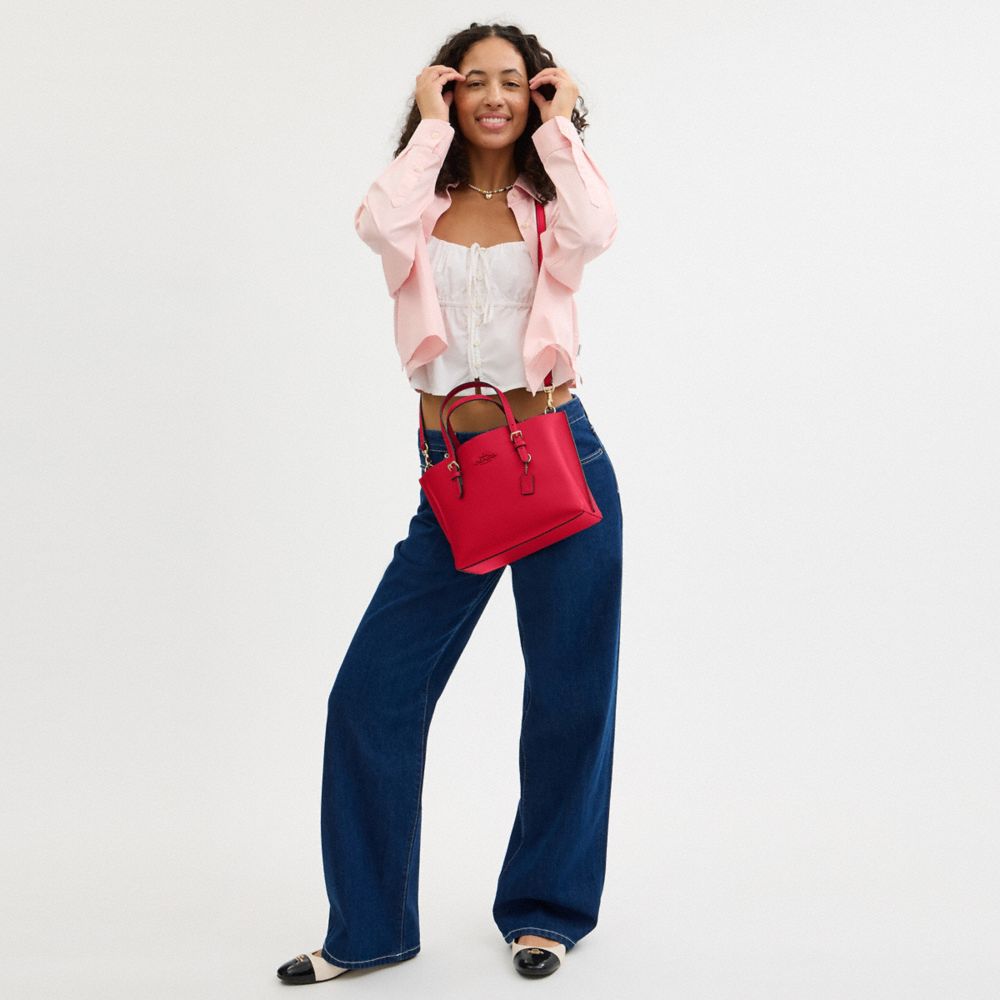 COACH®,Mollie Tote Bag 25,Crossbody,Logo,Casual,Work,Red,Detail View