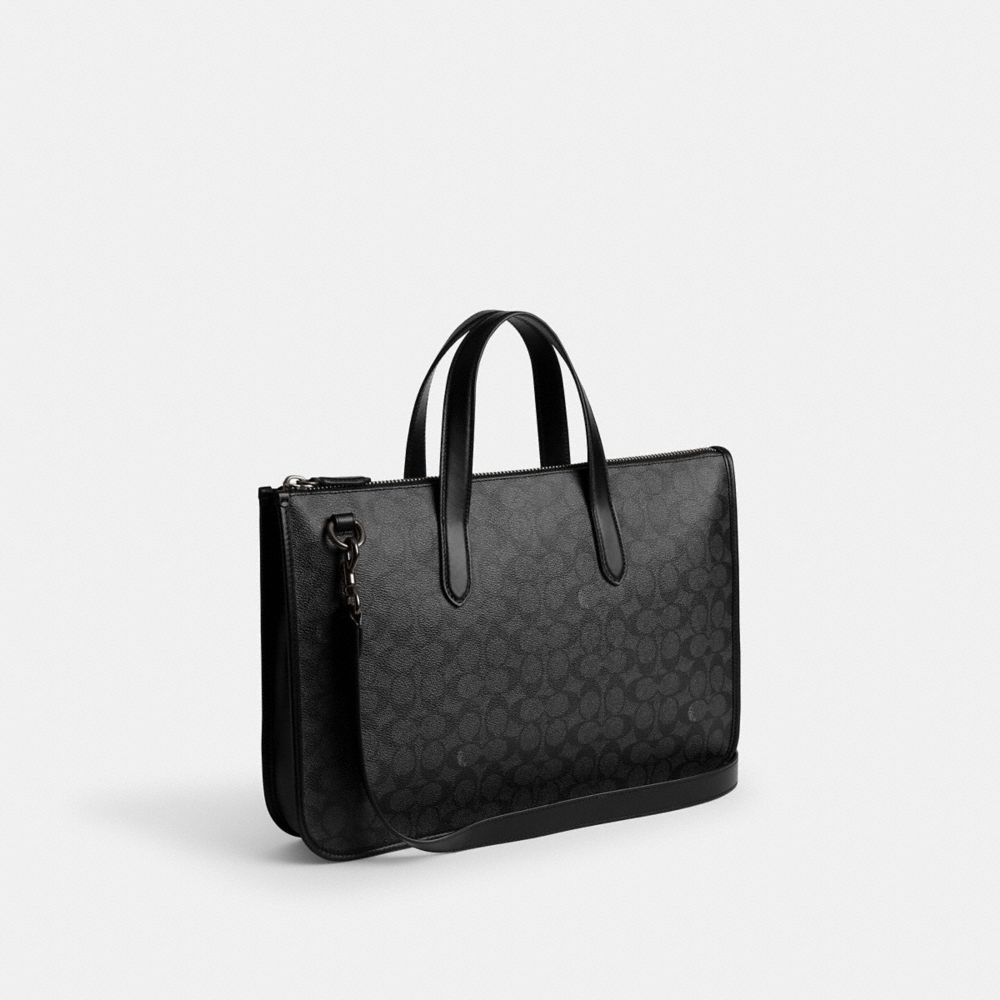 Coach Isaac Workbag In Signature Canvas In Charcoal Signature
