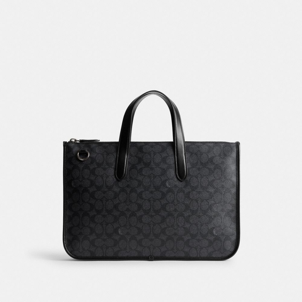 Coach Isaac Workbag In Signature Canvas In Charcoal Signature