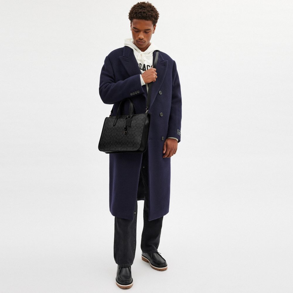 Coach Isaac Workbag In Signature Canvas In Charcoal Signature