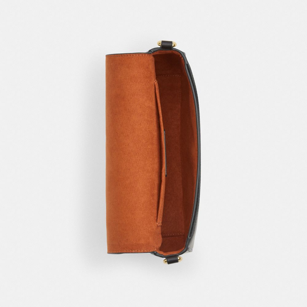 COACH®,Andrea Shoulder Bag In Signature Canvas,Calfskin Leather,Canvas,Saddle Bag,Casual,,Inside View,Top View
