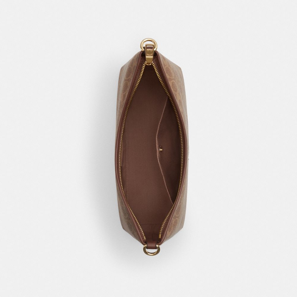 COACH®,Laurel Shoulder Bag In Signature Canvas,Canvas,Shoulder Bag,Piping,Casual,Brown,Inside View,Top View