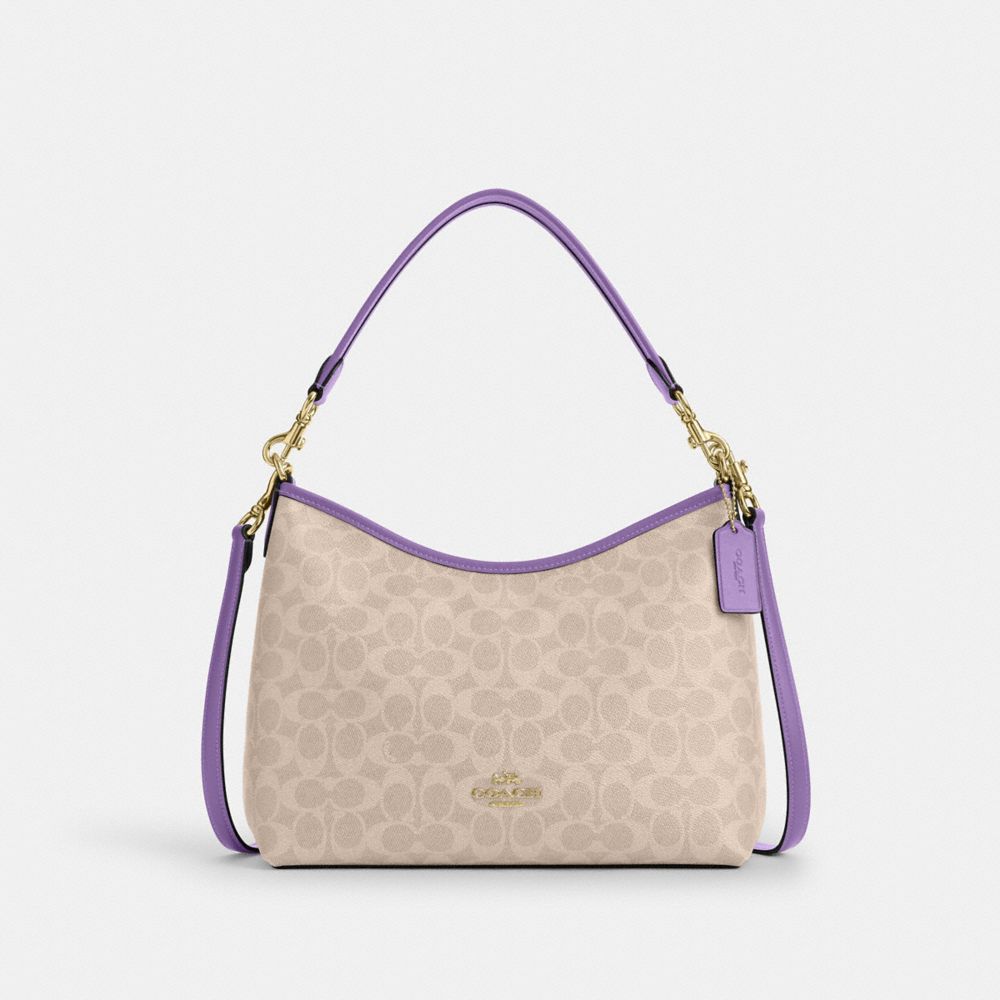 COACH®,Laurel Shoulder Bag In Signature Canvas,Canvas,Shoulder Bag,Piping,Casual,,Front View