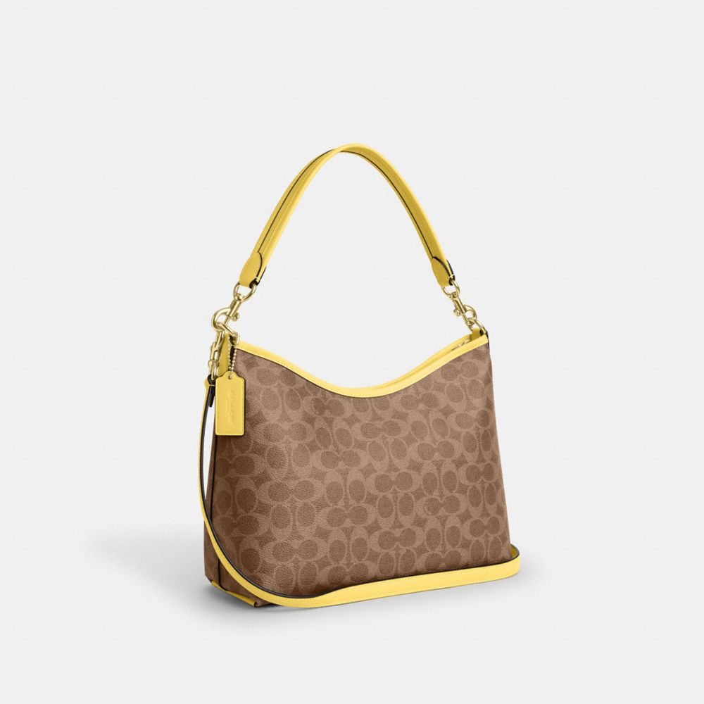 COACH®,Laurel Shoulder Bag In Signature Canvas,Canvas,Shoulder Bag,Piping,Casual,,Angle View