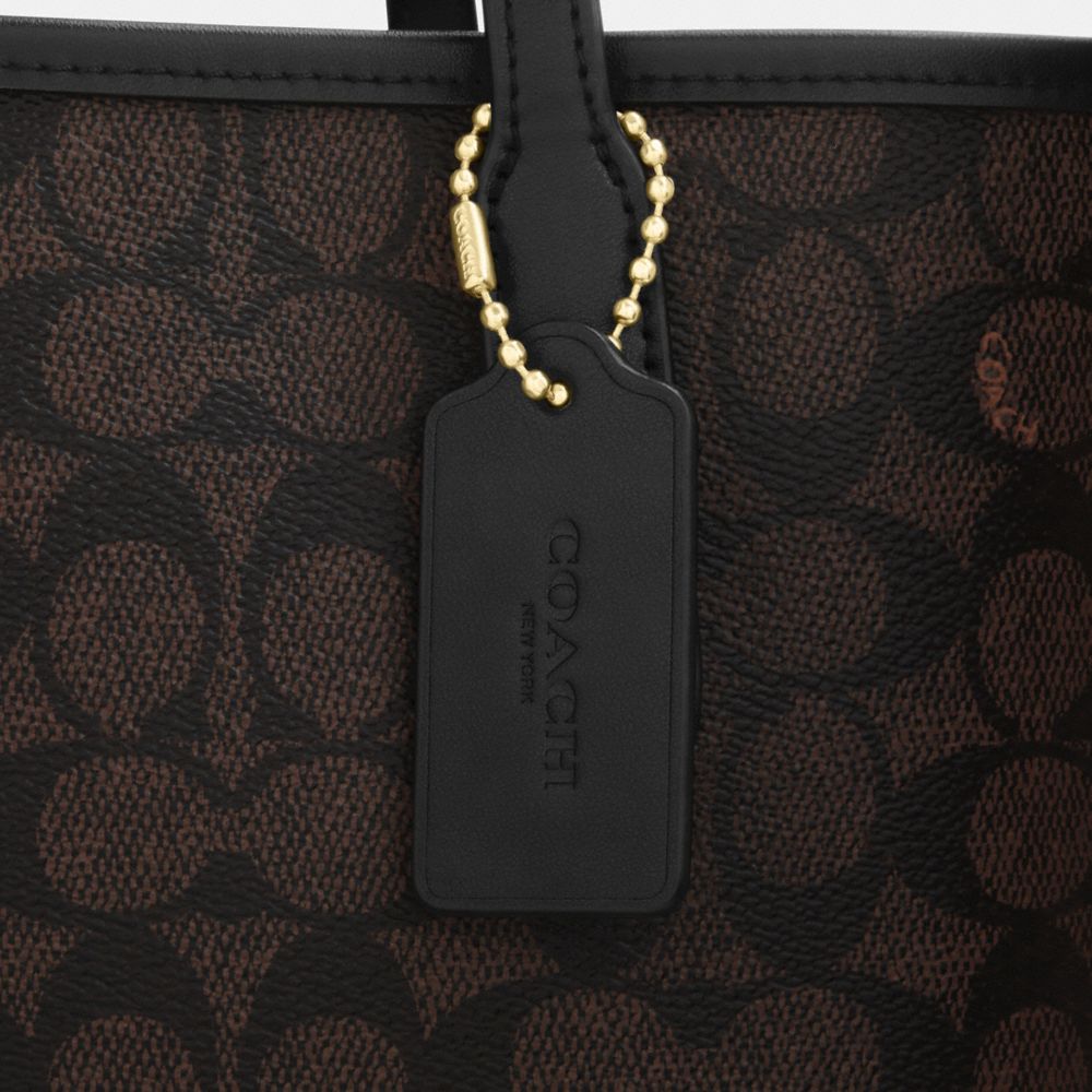 COACH®,City Tote Bag In Signature Canvas,Tote,Tag Embellishment,Color Block,Embossed,Logo,Piping,Metal,Casual,Multi Color,Closer View
