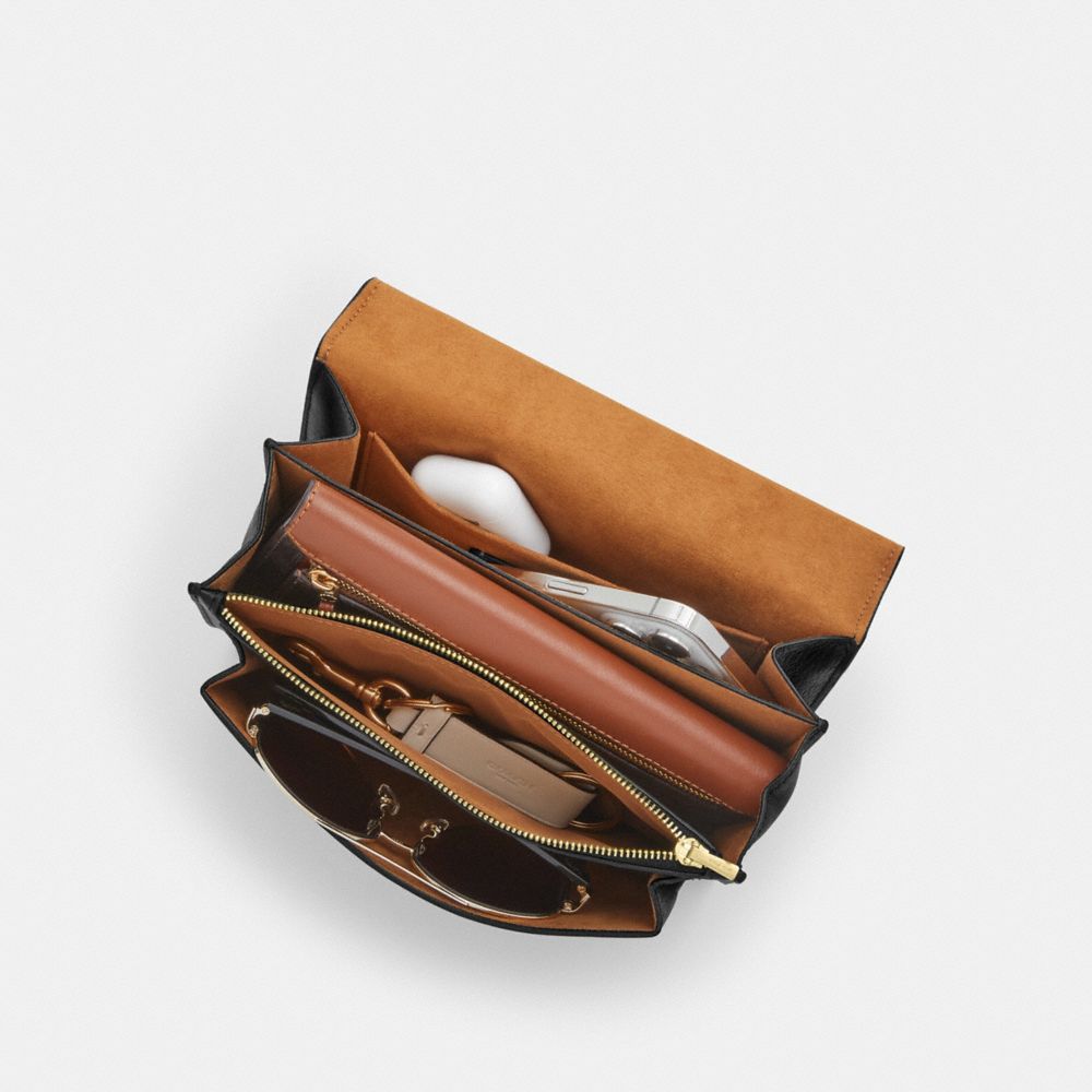 COACH®,Klare Crossbody Bag In Signature Canvas,Crossbody,Pattern,Chain Detail,Day Party,Black,Inside View,Top View