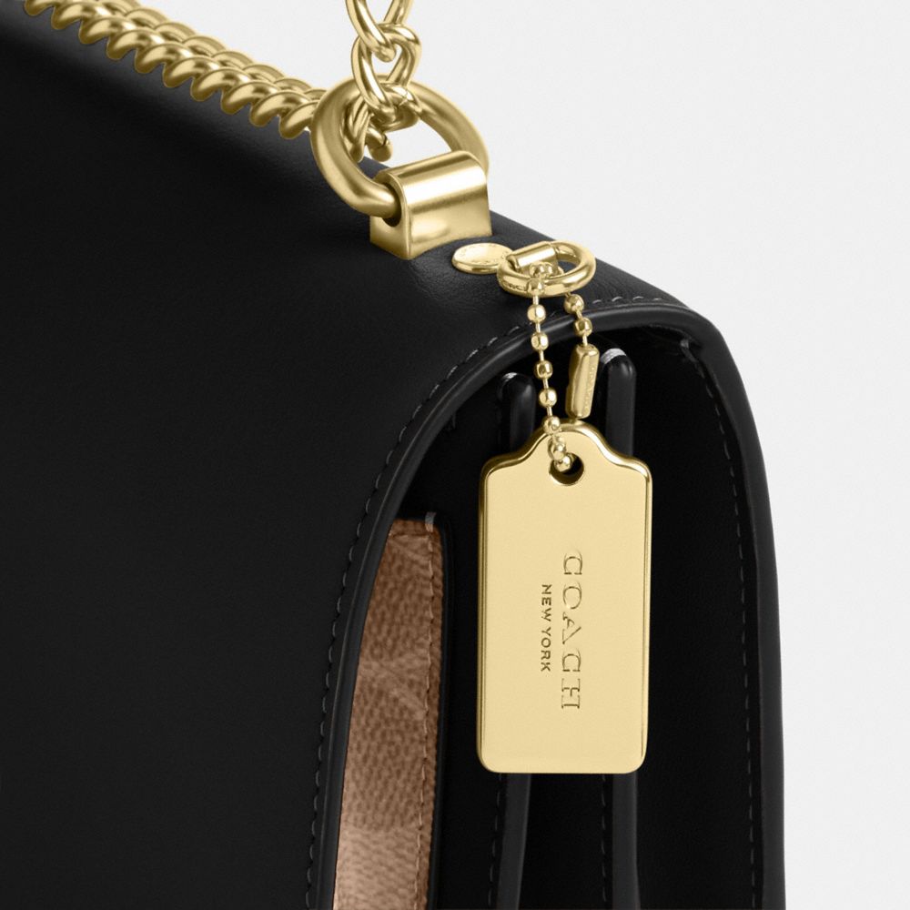 COACH®,SAC À BANDOULIÈRE KLARE EN TOILE EXCLUSIVE,Toile exclusive,Or/Marron orangé/Noir Multi,Closer View