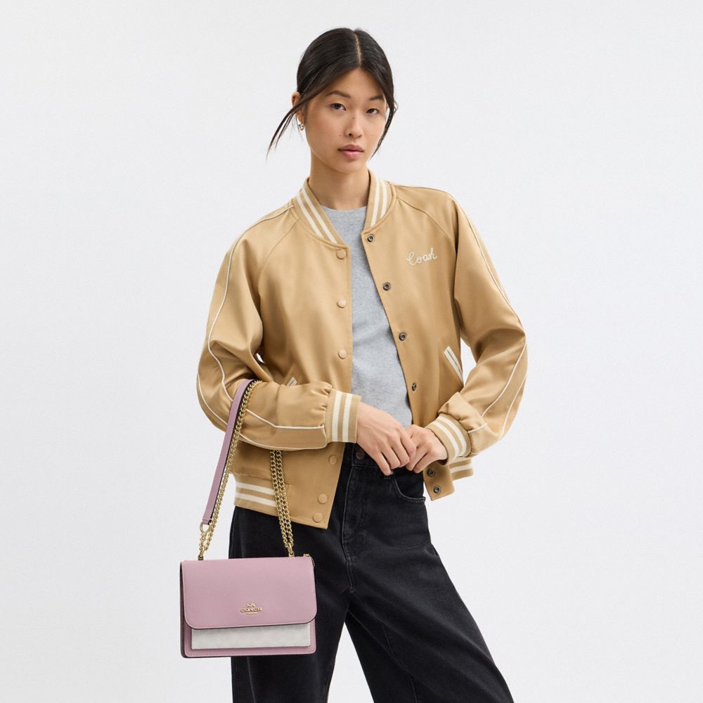 COACH®,Klare Crossbody Bag In Signature Canvas,Crossbody,Chain Detail,Pattern,Day Party,Lavender,Detail View