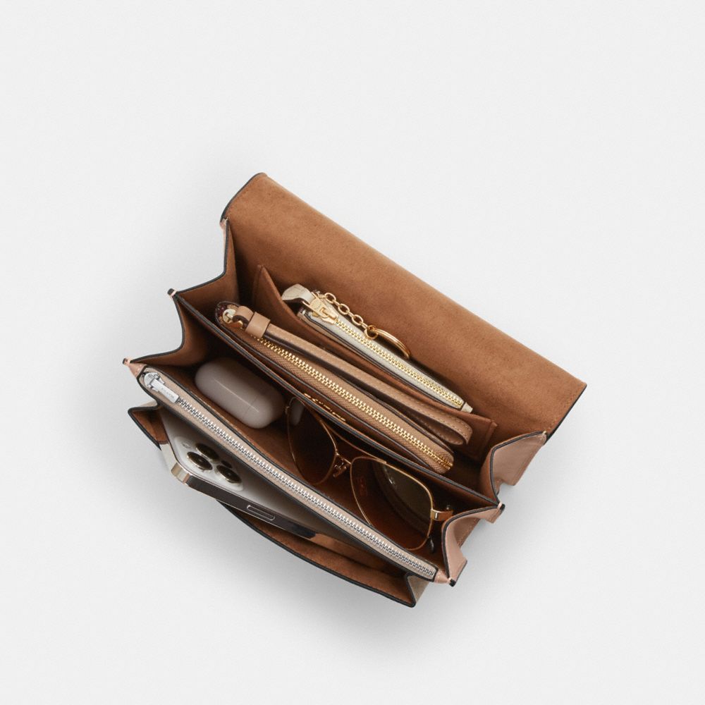 COACH®,Klare Crossbody Bag In Signature Canvas,Crossbody,Chain Detail,Pattern,Day Party,Beige,Inside View,Top View