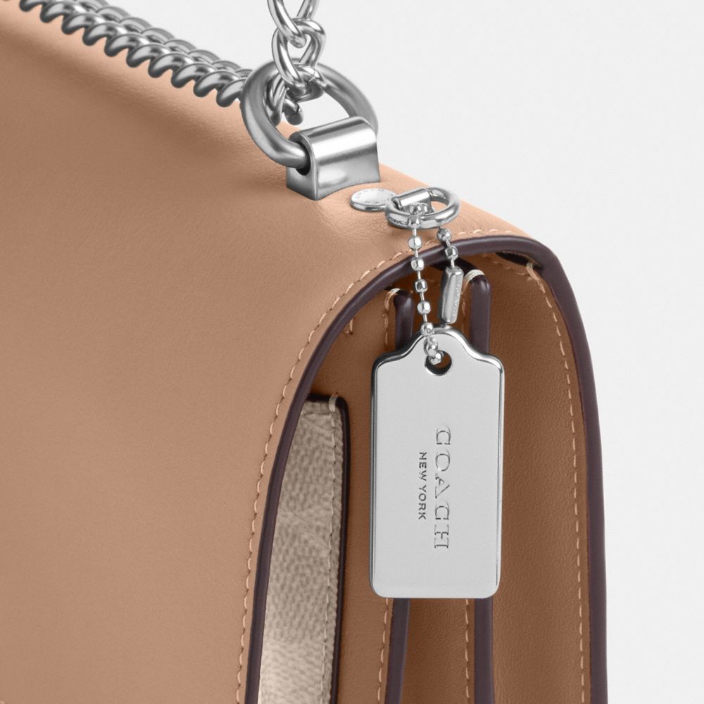 COACH®,Klare Crossbody Bag In Signature Canvas,Crossbody,Chain Detail,Pattern,Day Party,Beige,Closer View