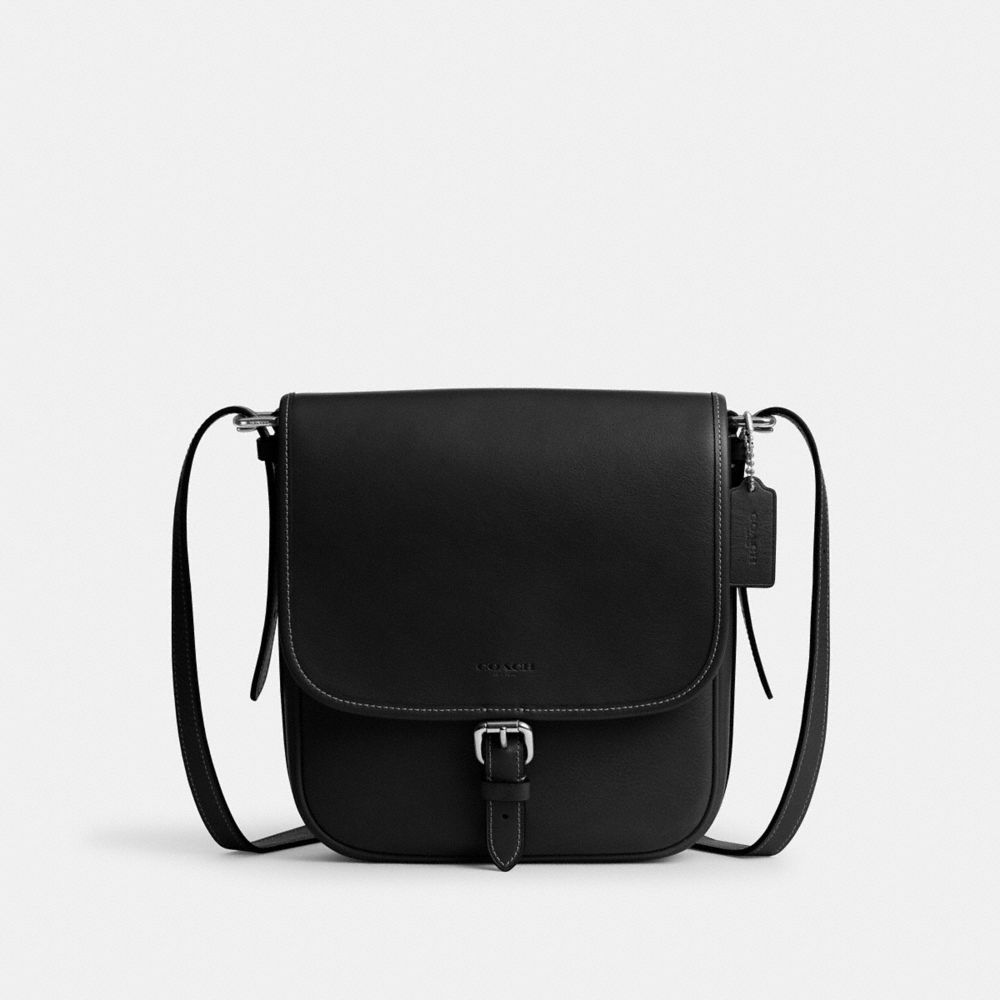 Black Hitch Flap Crossbody Bag