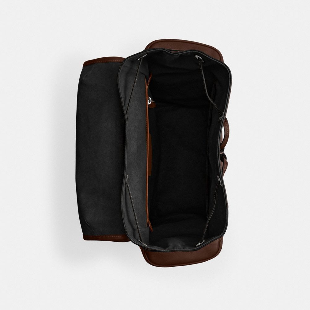 COACH®,Hitch Backpack,Mesh,Backpack,Stitching,Casual,Brown,Inside View,Top View