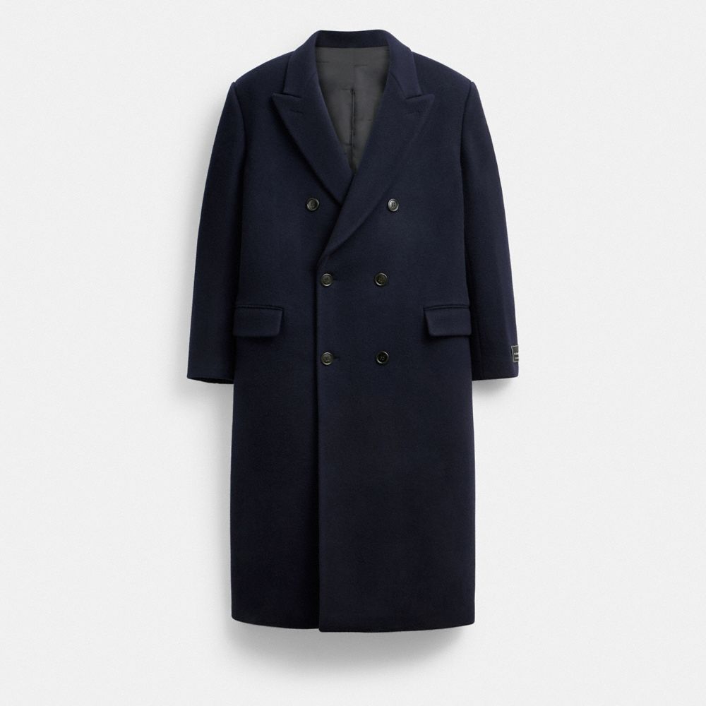 Navy Blue Double Breasted Wool Coat