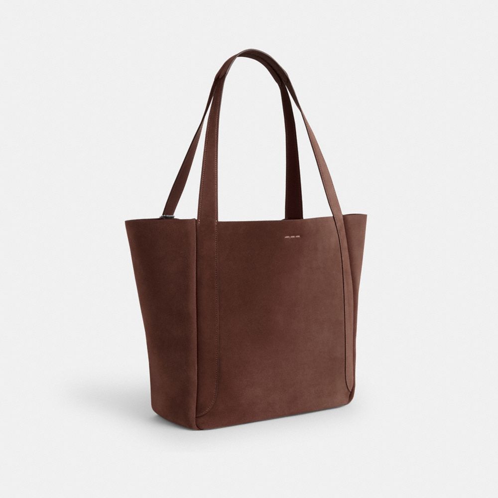 COACH®,Hadley Tote Bag In Suede,Leather,Tote,Logo,Metal,Casual,Brown,Angle View