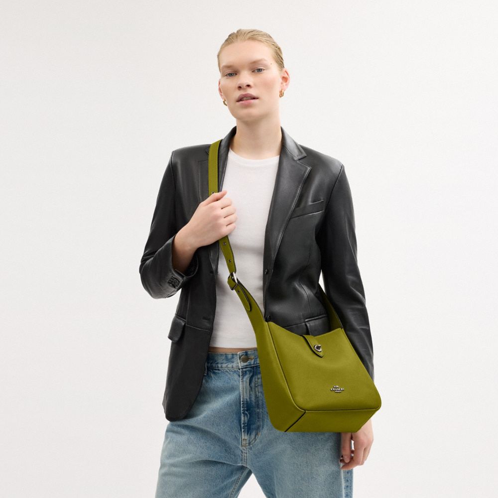 COACH®,Hadley Convertible Crossbody Bag,Leather,Crossbody,Logo,Metal,Gold Metal,Casual,Olive