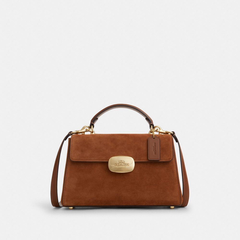 Gold Sienna Eliza Top Handle Bag In Suede